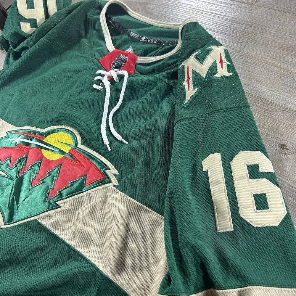 Jason Zucker Minnesota Wild Adidas Hockey Jersey‎ 52 Authentic Fight Strap